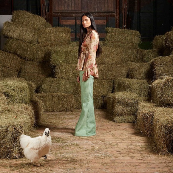 Rachel Antonoff Limited Edition Corduroy Bellbottoms in Mint - Picture 2 of 2